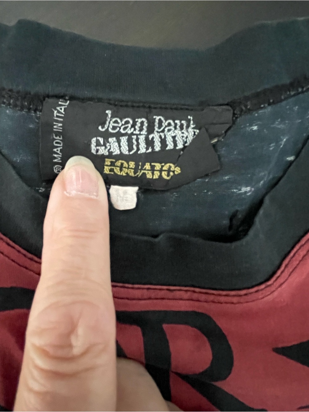 Jean Paul Gaultier Black and Burgundy Graphic Tee - Picture 3 of 5